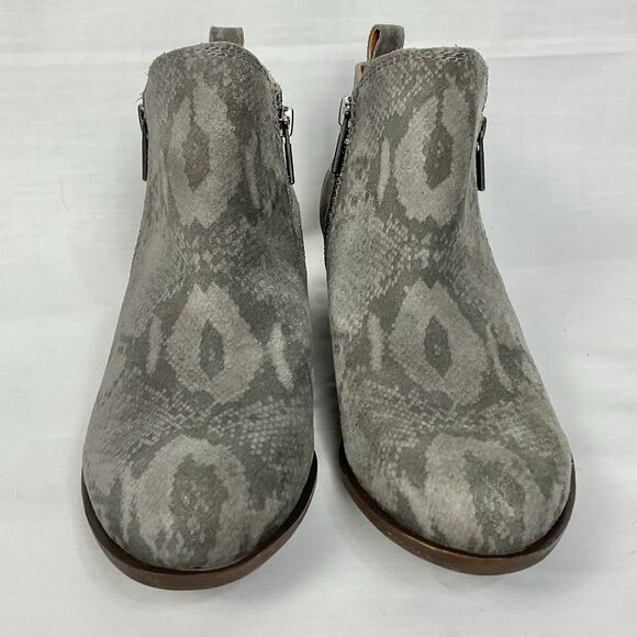 Lucky Brand Basel Ankle Booties Silver Cloud Snakeskin Print Grey Sz 6 New Boots - Picture 11 of 11